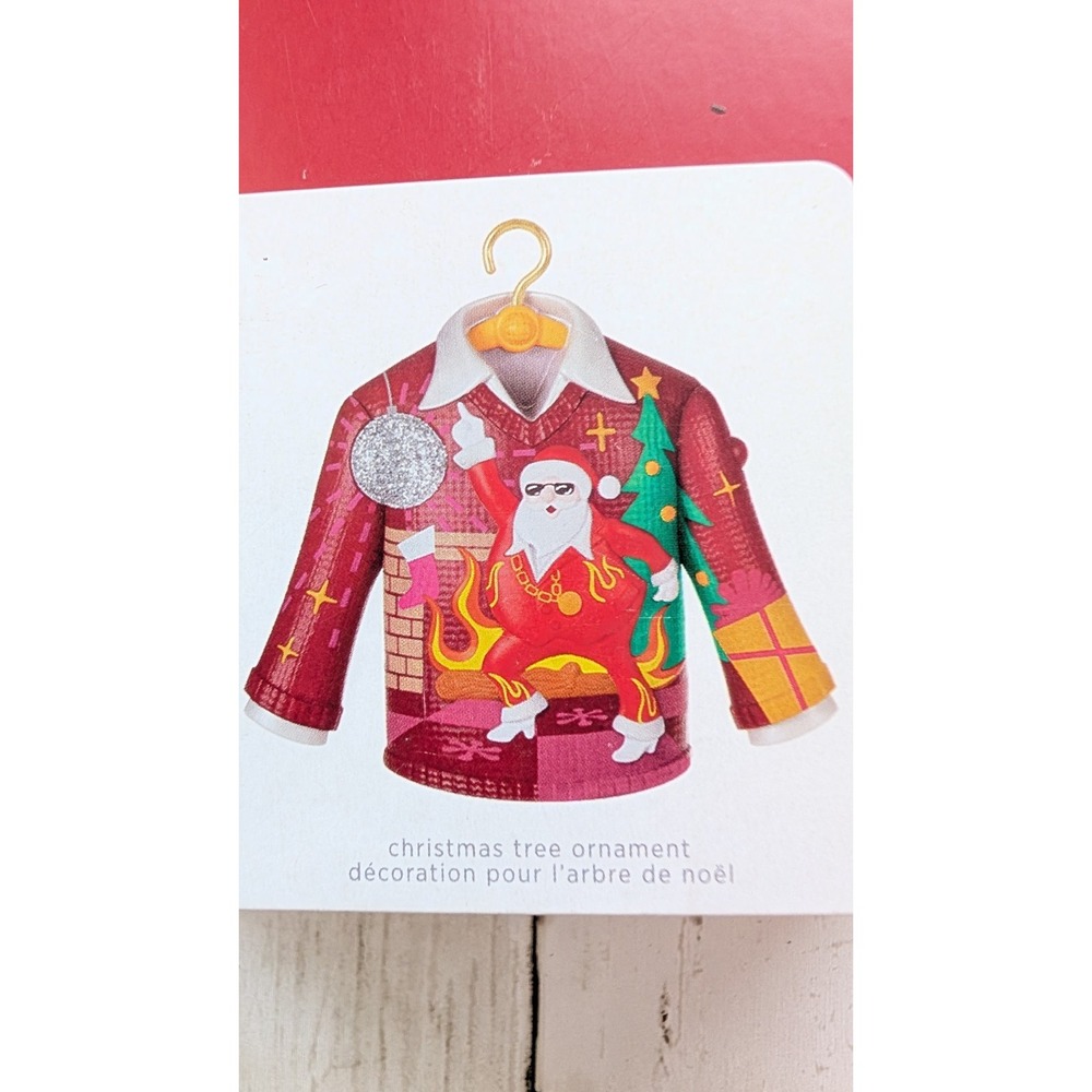 Hallmark Disco Inferno Santa Crazy Christmas Sweater Musical‎ Ornament 2021 NEW